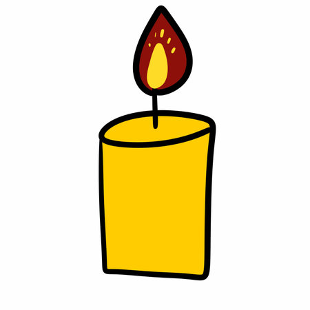 cartoon doodle lit candle on white backgroundの写真素材