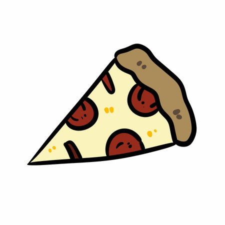 delicious pizza with cheese cartoonの写真素材
