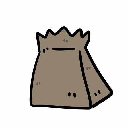 illustration, paper bag cartoon on white backgroundの写真素材