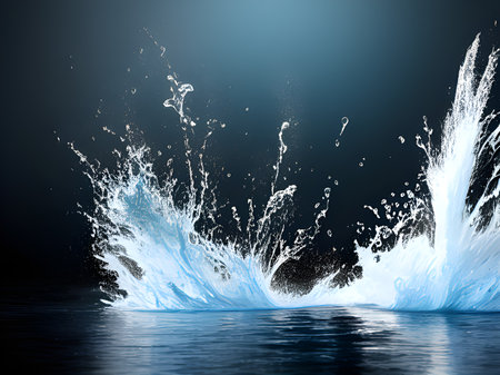 water splash in black backgroundの素材