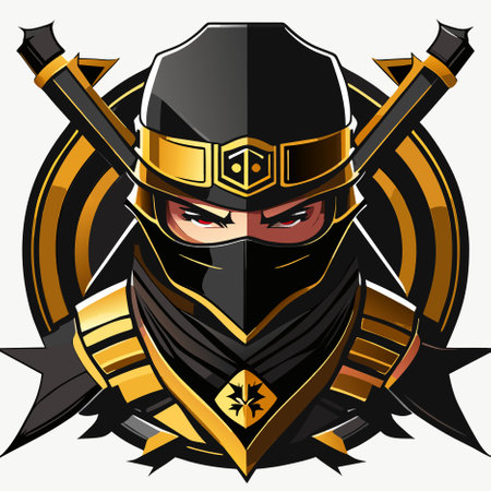 logo design of ninja warrior with helmetの写真素材