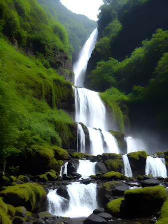 the waterfall in the forestの素材