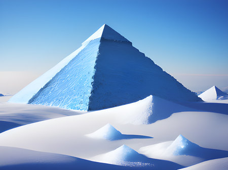 pyramid of snow - capped mountains, the highest pyramid in the world.の素材