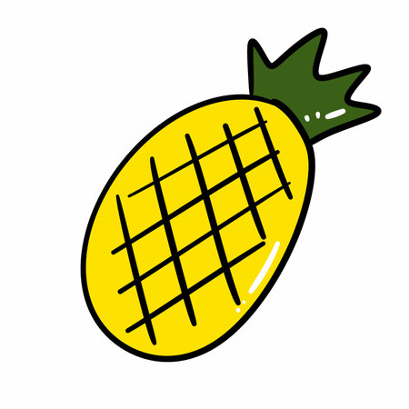 illustration of doodle cartoon pineappleの写真素材
