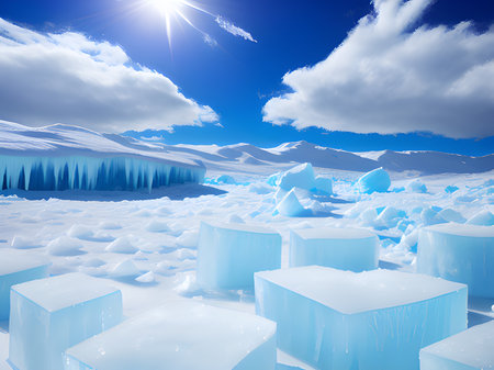 beautiful view of ice floe in winterの素材