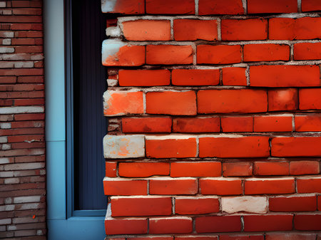 close up red brick wall backgroundの素材