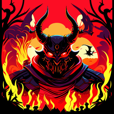 fire flames with skull in the hell