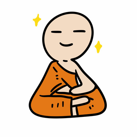 illustration of cartoon calm buddha, monk cartoonの写真素材