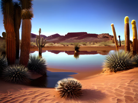 beautiful view oasis of the desertの素材