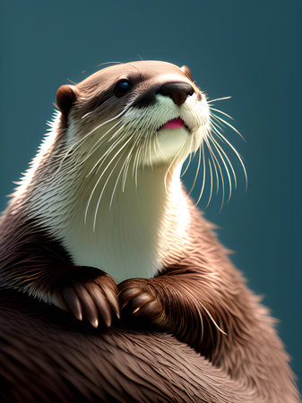 cute otter on dark backgroundの素材