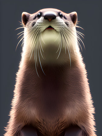 cute otter on dark backgroundの素材