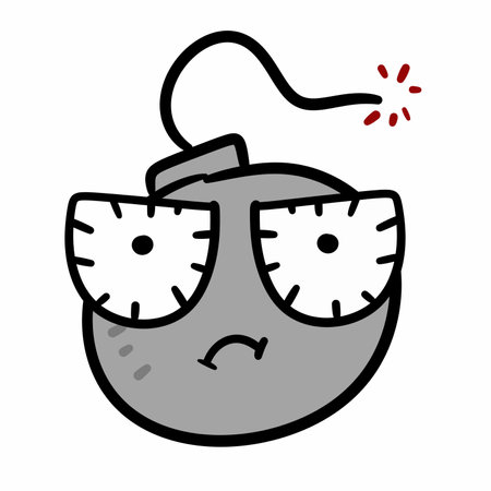 cartoon doodle bomb on white backgroundの写真素材