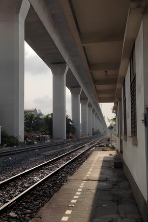 view on the railway tracks on railroad.
