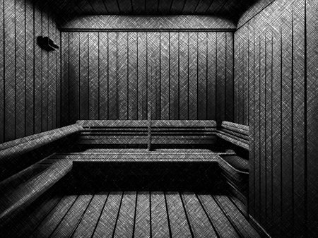 black and white of interior of a modern houseの写真素材