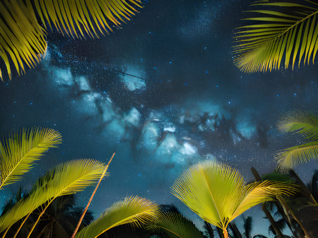 night sky with stars and milky wayの素材