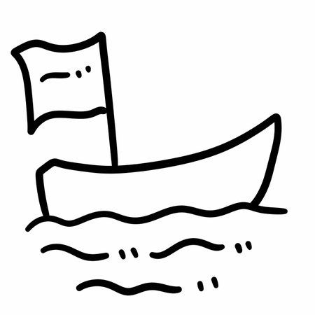 black and white of boat iconの写真素材