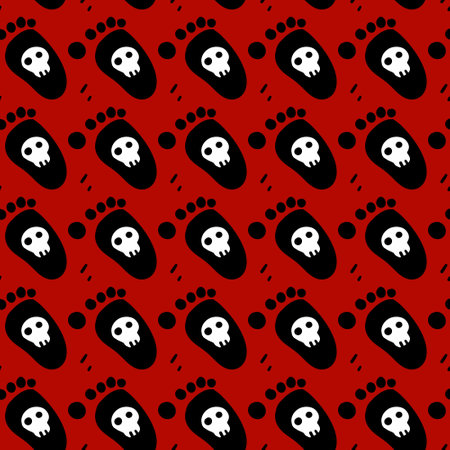 halloween seamless background with black and red bones. illustration.の写真素材