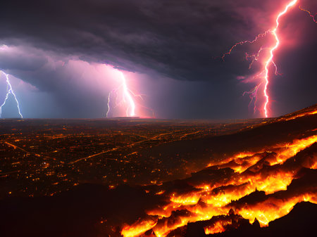fire and volcano eruption of lavaの素材