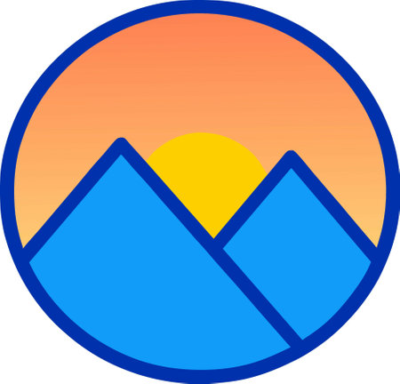 logo design element with a mountain and sunの写真素材