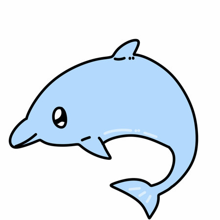 cartoon cute dolphin on white background , illustrationの写真素材