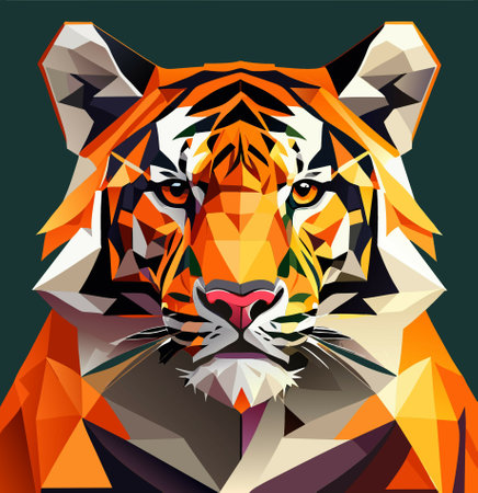 tiger head colorful illustration , triangle style