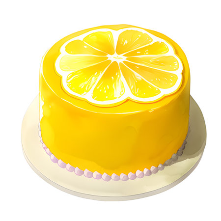 lemon cake on white background, isolatedの素材