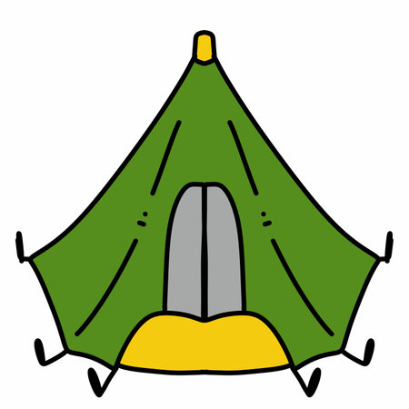 Camping travel tent equipment cartoonの写真素材