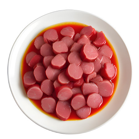 raw meat with spices and slices isolated on white backgroundの素材