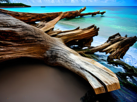 wood log in the seaの素材