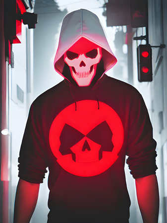 hacker in a red hoodie characterの素材