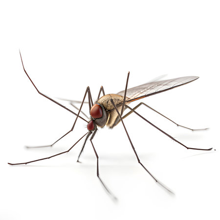 mosquito with blood isolated on white backgroundの素材