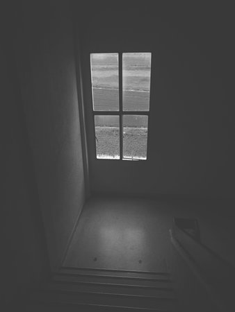 window with white wall , black and white conceptの写真素材