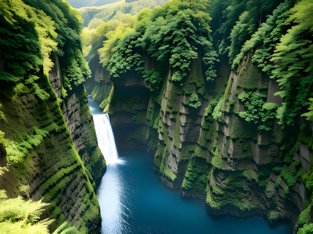 beautiful view of the river in the mountainsの素材