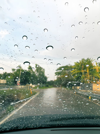 rain drops on the glassの写真素材