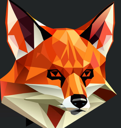 fox face with low polygonal triangle geometric shapesの写真素材