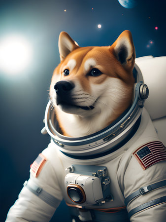 dog astronaut in outer spaceの素材