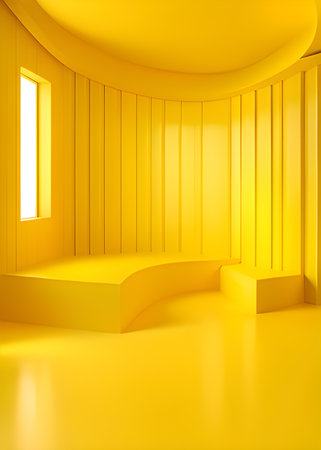 yellow interior with wooden floor. 3d renderingの素材
