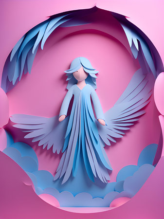 3d rendering, angel wings in blue and pink caveの素材