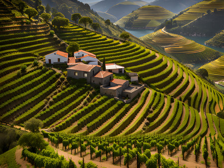 beautiful vineyards in the countrysideの素材