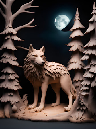 wolf in the horror forestの素材