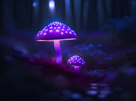 purple mushroom in the forestの素材