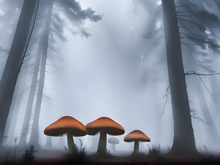 mushroom in the forest. autumn seasonの素材