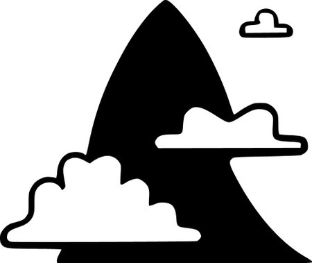 camping adventure mountain icon cartoon on white backgroundの写真素材