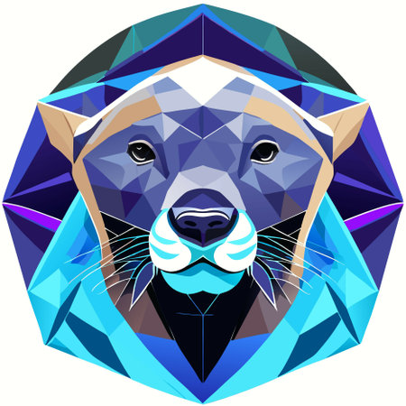 polygonal animal with otter backgroundの写真素材