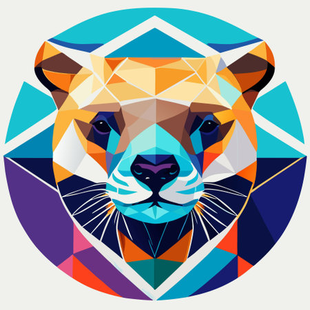 polygonal animal with otter backgroundの写真素材