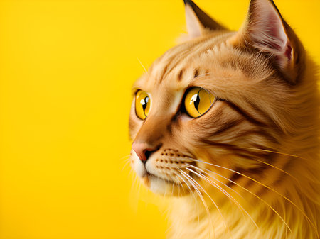 portrait of a cat with a yellow eyesの素材