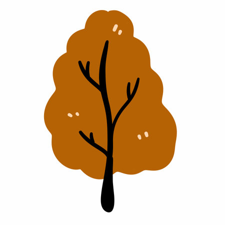 cartoon doodle illustration of autumn treeの写真素材