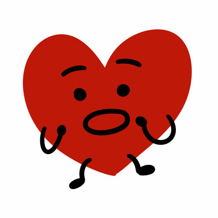 cute cartoon doodle heart on white backgroundの写真素材