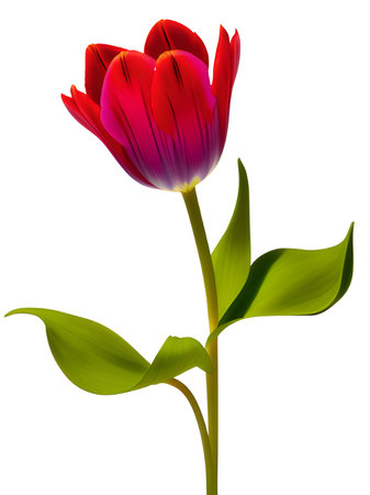 red tulip flower isolated on white backgroundの素材