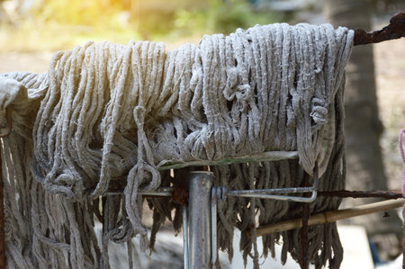 close up of mop on a wooden backgroundの写真素材